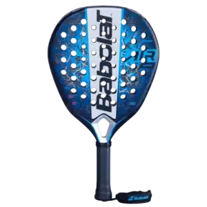 Raquette padel Babolat Air Veron 2.5 bleue avec accents rouges forme hybride design moderne et nervuré