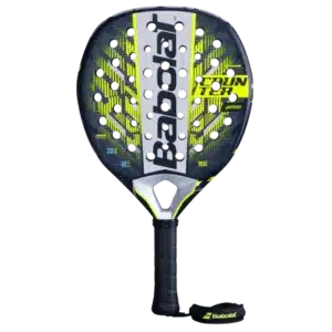 Raquette padel Babolat Counter Veron 2.5 jaune avec cadre noir forme ronde et structure robuste