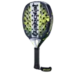 Raquette padel Babolat Counter Veron 2.5 jaune avec cadre noir forme ronde et structure robuste vue coté