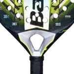 Raquette padel Babolat Counter Viper 2.5 noir et jaune forme ronde cadre renforcé vue manche