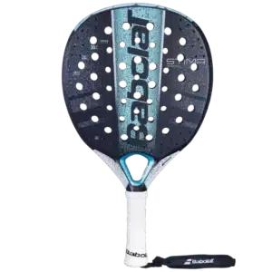 Raquette padel Babolat Stima Energy noire et émeraude blanc forme ronde cadre fin et léger