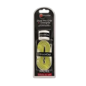 Dual Pro Grip ShockOut blanc et jaune grip de padel haute performance offrant adhérence confort et absorption pour un meilleur contrôle du jeu