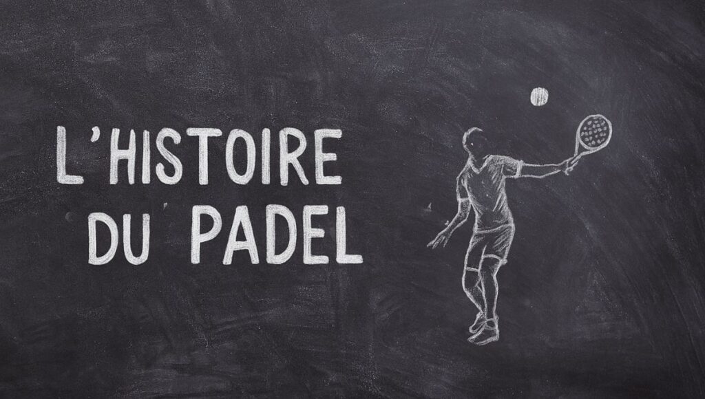 Origine du padel avec illustration à la craie sur tableau noir