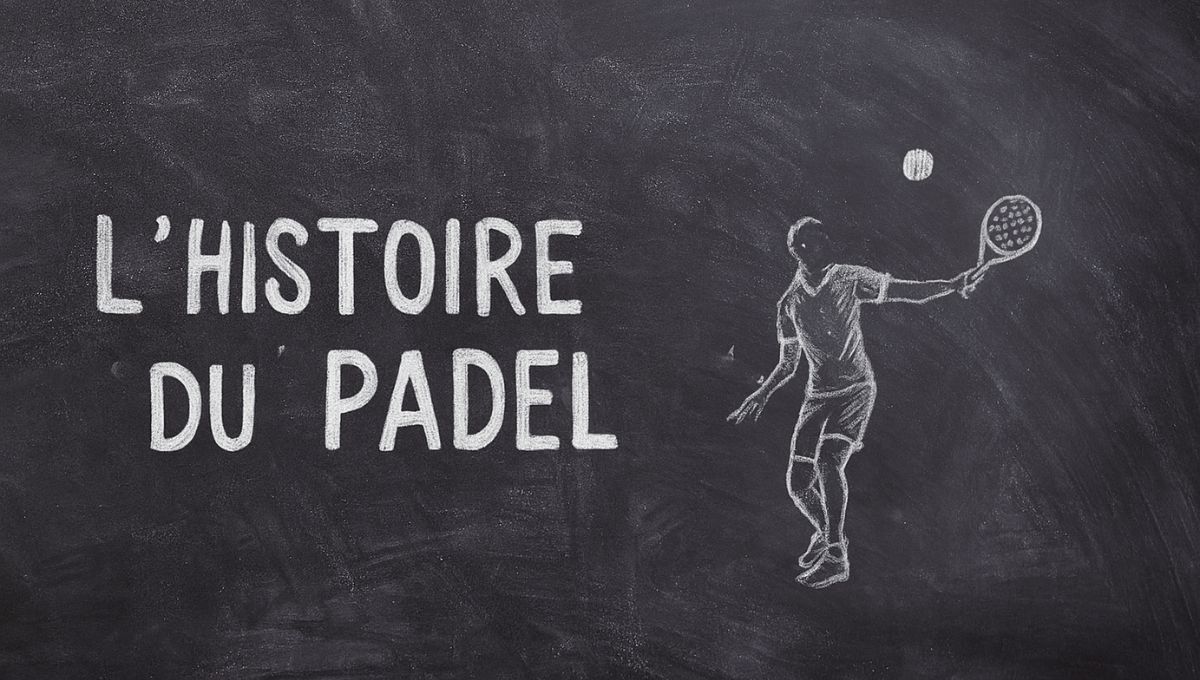 Origine du padel avec illustration à la craie sur tableau noir