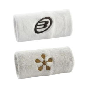 Poignet éponge Bullpadel premier padel blanc et gris pour une solution efficace et confortable pour rester au sec
