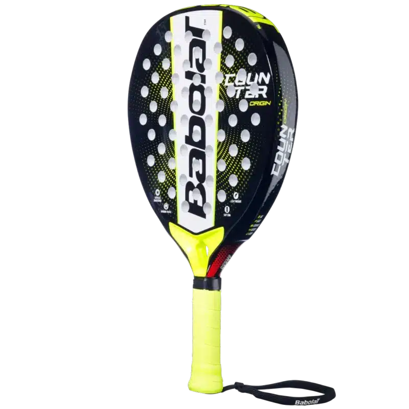 Raquette padel Babolat Counter Origin 2025 forme ronde idéale pour les joueurs défensifs recherchant contrôle et résistance vue coté