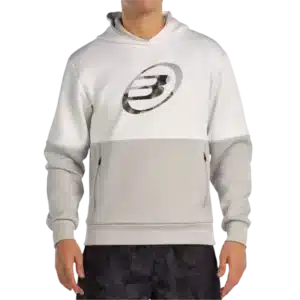 Sweat-shirt Bullpadel Boyal coloris gris et blanc vêtement de padel confortable respirant et stylé pour joueurs passionnés