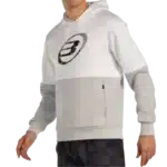 Sweat-shirt Bullpadel Boyal coloris gris et blanc vêtement de padel confortable respirant et stylé pour joueurs passionnés vue coté