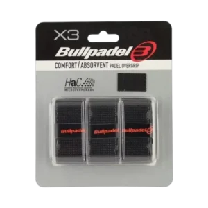Tripack de surgrips Bullpadel Comfort noir absorbants et résistants offrant confort adhérence et meilleure prise en main