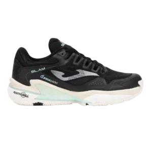 Les chaussures de padel Joma Slam Lady W2501OM Noir pour femme sont conçues pour les joueuses professionnelles et confirmées, offrant amorti, stabilité et durabilité.