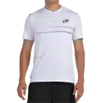 T-Shirt Bullpadel Montuno blanc un choix idéal pour les passionnés de padel qui recherchent un vêtement stylé pour un jeu fluide sur le terrain