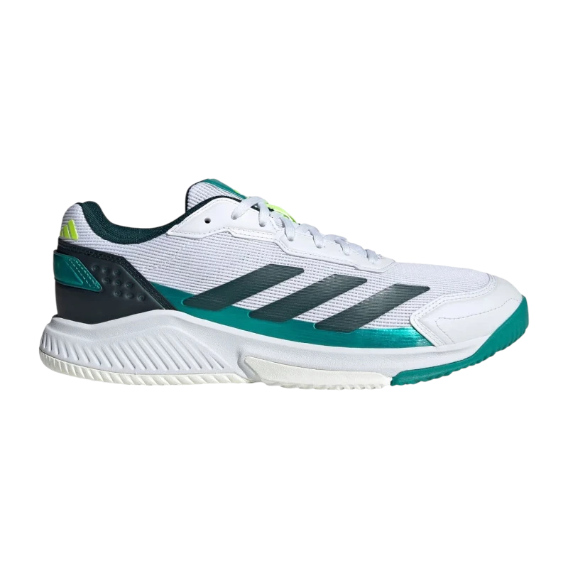 chaussures-de-padel-adidas-courtquick-blanc-vert Chaussures de padel Adidas Courtquick M accompagnent votre agilité sur le court et assurent des appuis souples