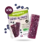 LOT DE 16 PATES DE FRUITS BIO OVERSTIMS MYRTILLE SAUVAGE