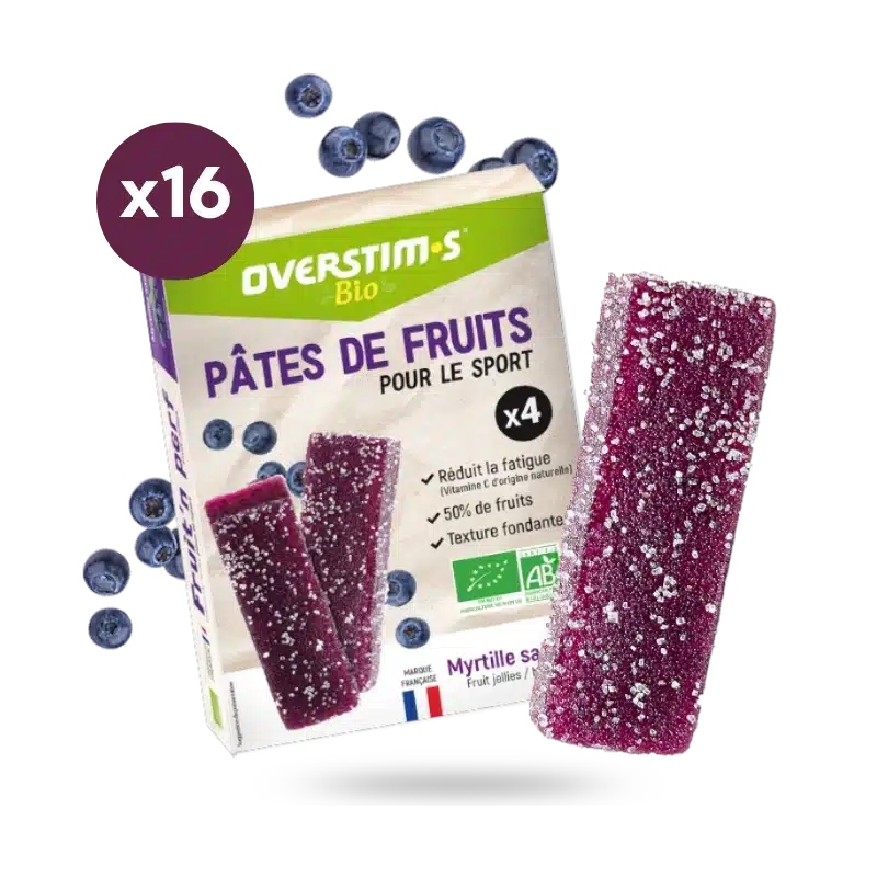 16-PATES-DE-FRUITS-BIO-OVERSTIMS-MYRTILLE-SAUVAGE LOT DE 16 PATES DE FRUITS BIO OVERSTIMS MYRTILLE SAUVAGE