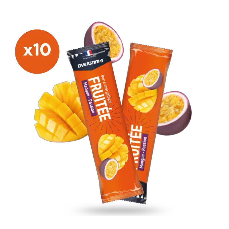 LOT DE 10 BARRES ENERGETIQUES FRUITEES OVERSTIMS MANGUE-PASSION LOT DE 10 BARRES ENERGETIQUES FRUITEES OVERSTIMS MANGUE PASSION