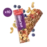 Lot de 10 barres énergétiques Overstims Origin vegan et sans gluten Myrtille Amande Cajou