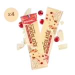 LOT DE 4 BARRES ENERGETIQUES CHOCOLATEES OVERSTIMS CHOCOLAT BLANC CRANBERRIES