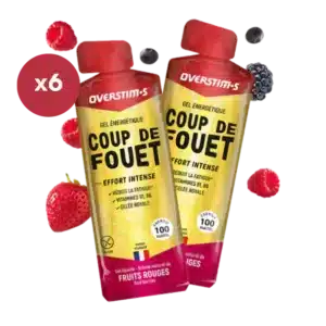 LOT DE 6 GELS ENERGETIQUES OVERSTIMS COUP DE FOUET FRUITS ROUGES