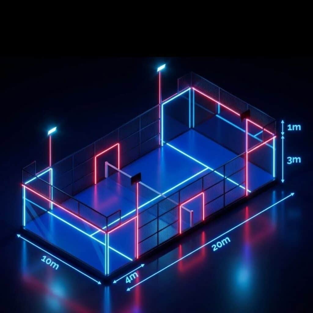 terrain de padel avec dimensions