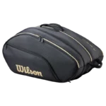 Sac de padel Wilson Defy V1 2026 noir/doré côté droit