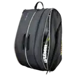 Sac de padel Wilson Defy V1 2026 noir/doré côté vue de dessus