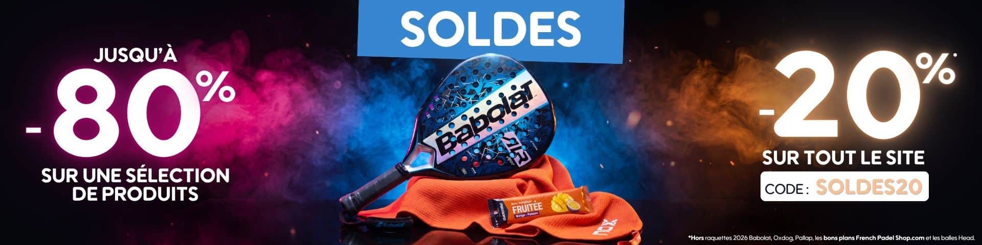 Soldes été padel jusqu’à -80% sur sélection de raquettes de padel ou -20% sur tout le site