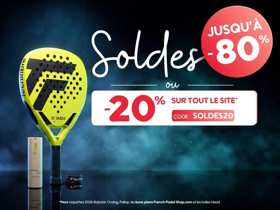 Soldes padel été -80% sélection ou -20% site