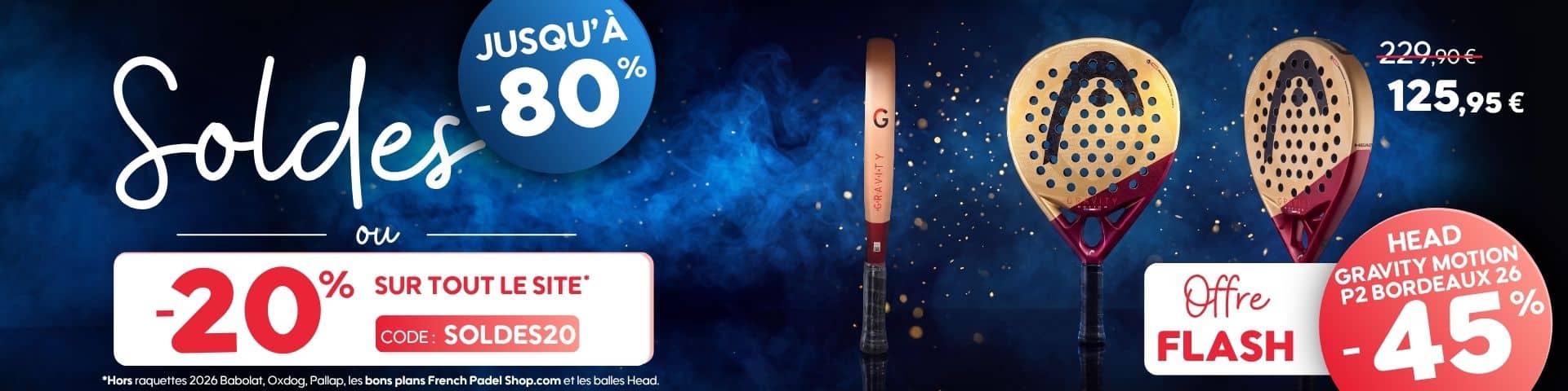 -45% Head Motion 2026 Soldes été padel jusqu’à -80% sur sélection de raquettes de padel ou -20% sur tout le site